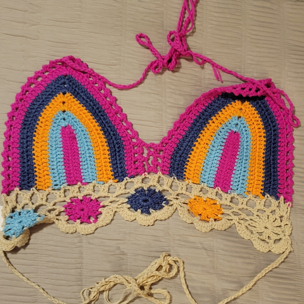 NEW Colorful Crochet Halter Top 3X